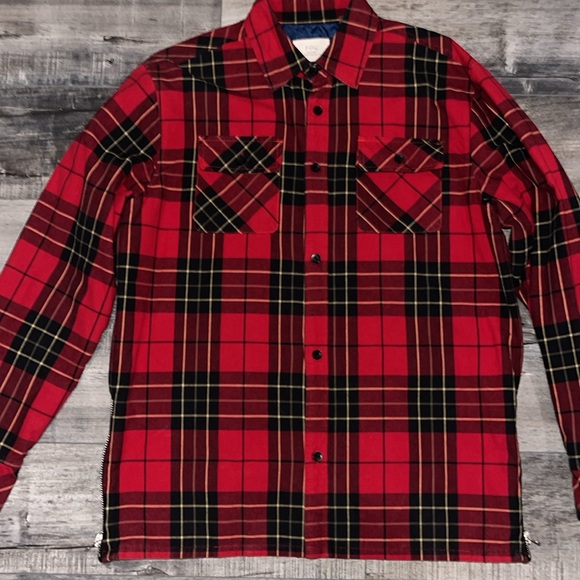 Fear of God (FOG) collection one (2015-2016) red plaid shacket in size Small - Picture 2 of 8